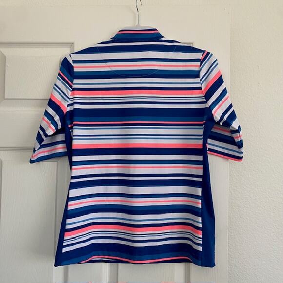 Tail Set Skort Top Short Sleeve Mock Neck Striped Polo Shirt Blue Skort Women M - Picture 3 of 12